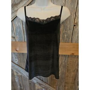 Christopher and banks M black velour adjustable spaghetti straps layering top